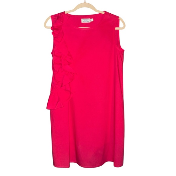 VINEYARD VINES 144th Kentucky Derby Hot Pink Cotton Side Ruffle Sheath Dress XS - Picture 4 of 13